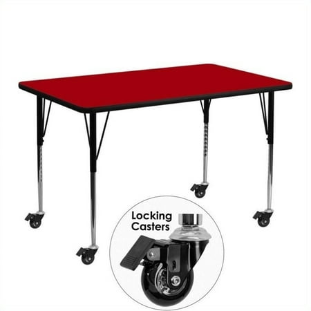 Bowery Hill 31 x 58 Trapezoidal Mobile Activity Table in Red